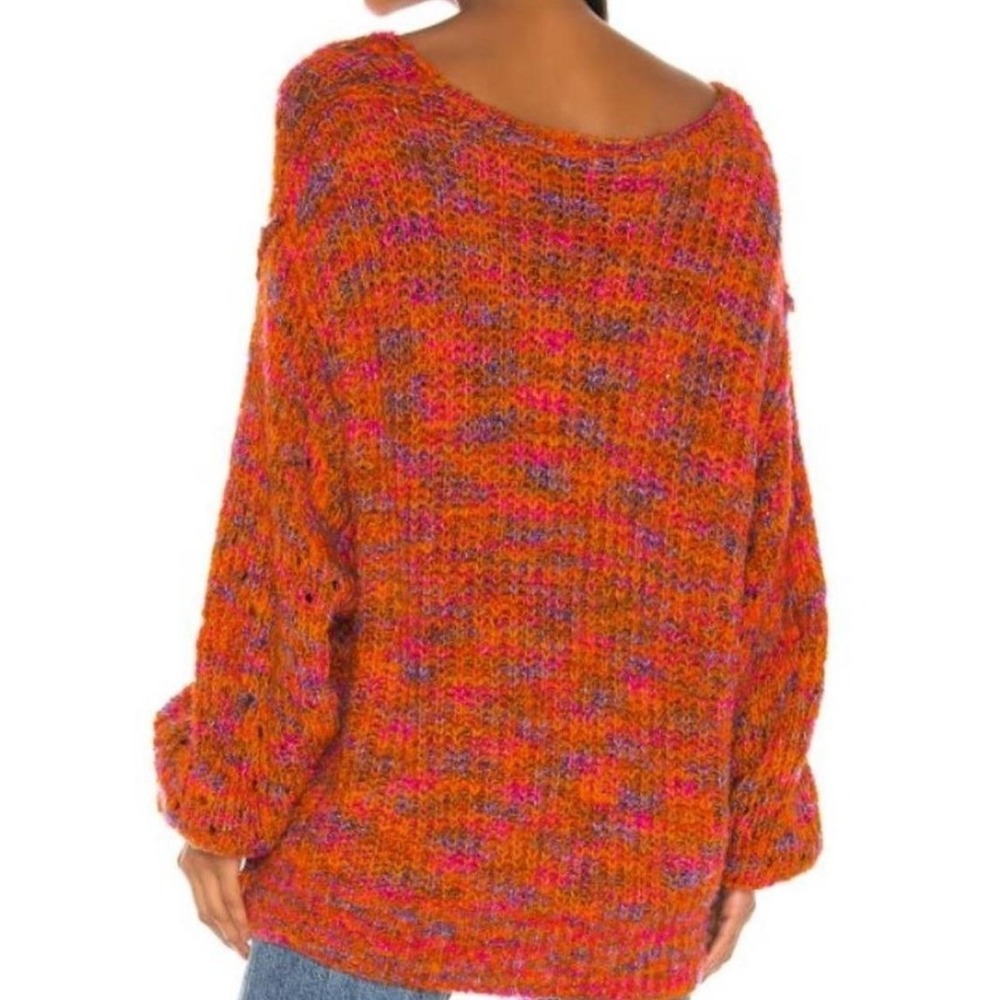 M‎ Free People Sweater Tunic Orange Knit Pullover Oversized chunky sweater - Picture 3 of 9